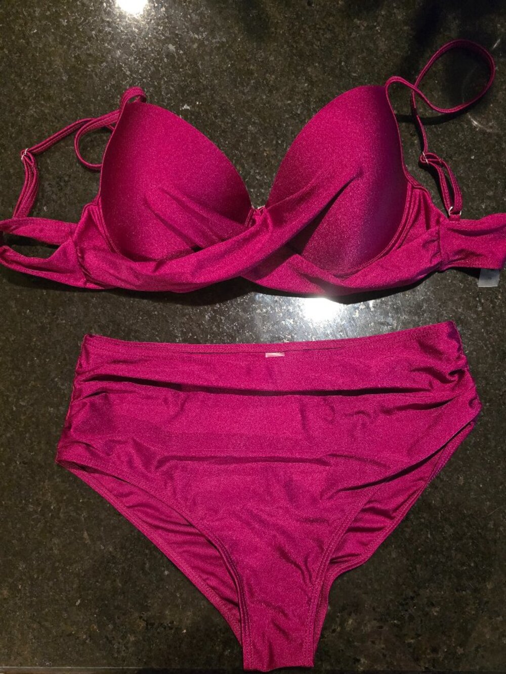 Burgundy Red High Waist Bikini Shein size M